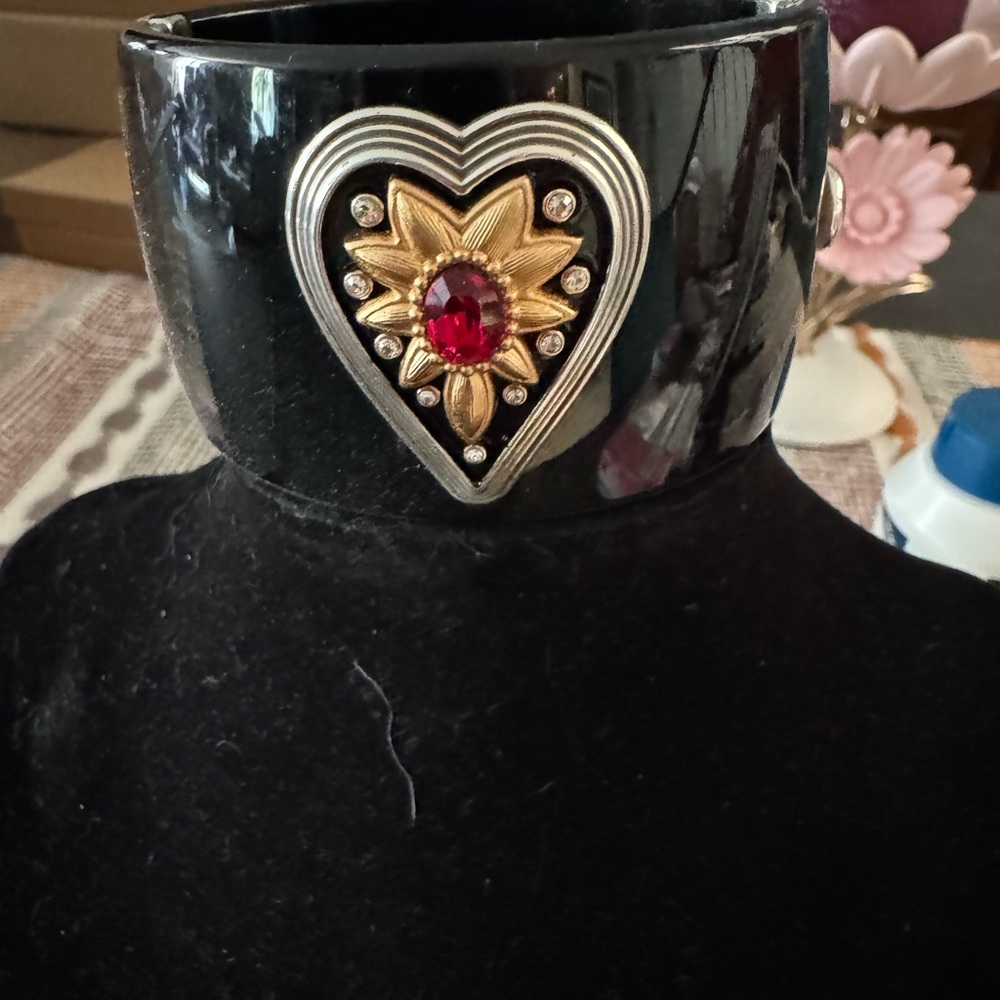 Brighton Black bracelet with Heart and Red Gem